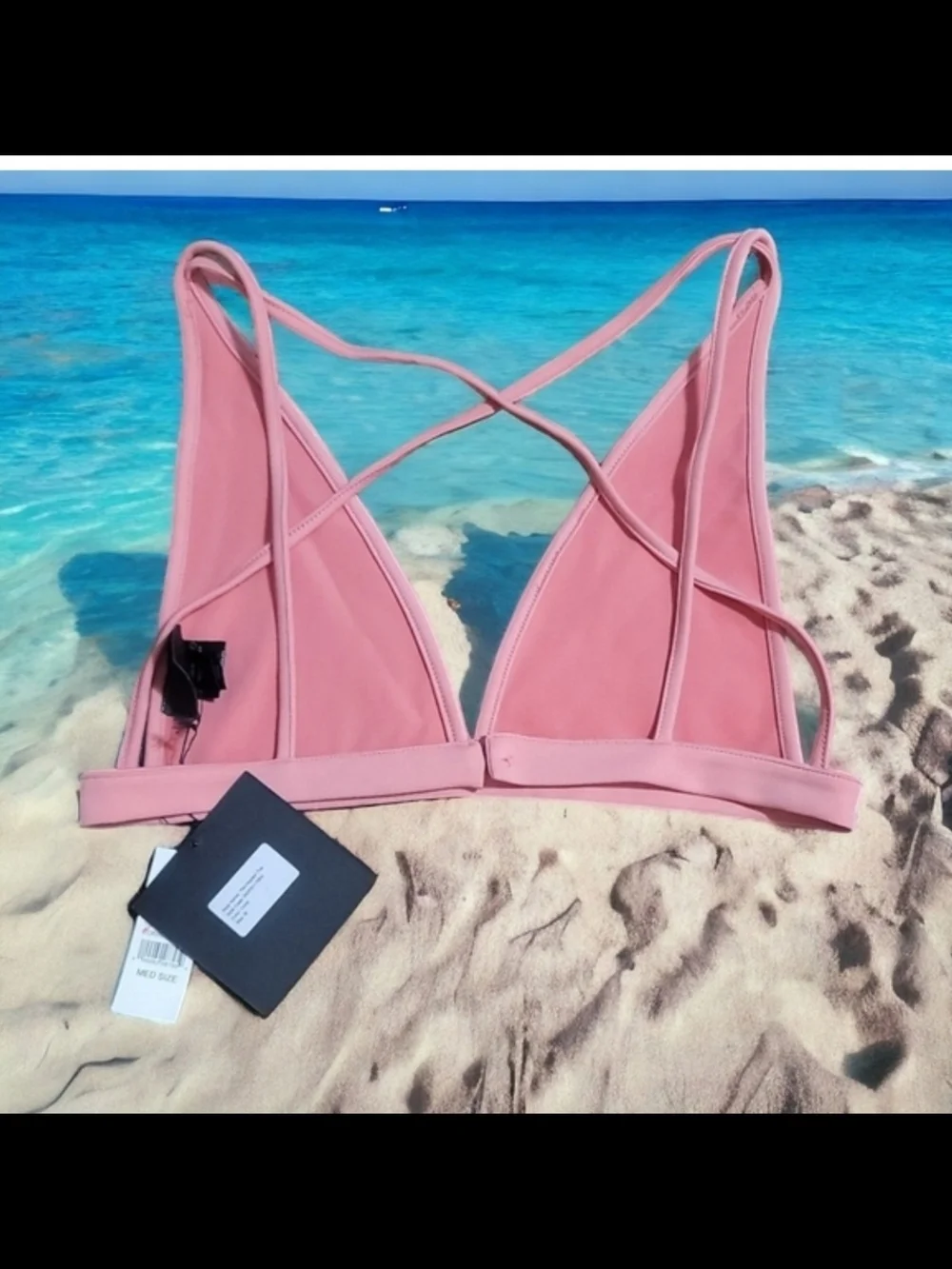 NIGHTWALKER - Medium Rose Pink Swim Top with Crisscross Back Detail
